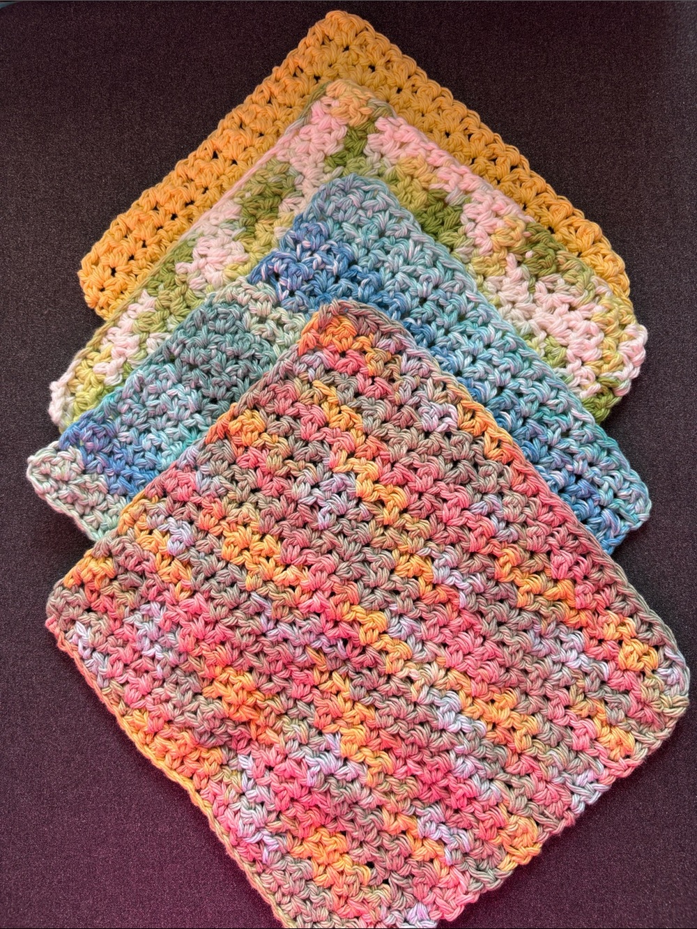 Handmade Multicolor Crochet Washcloth Set